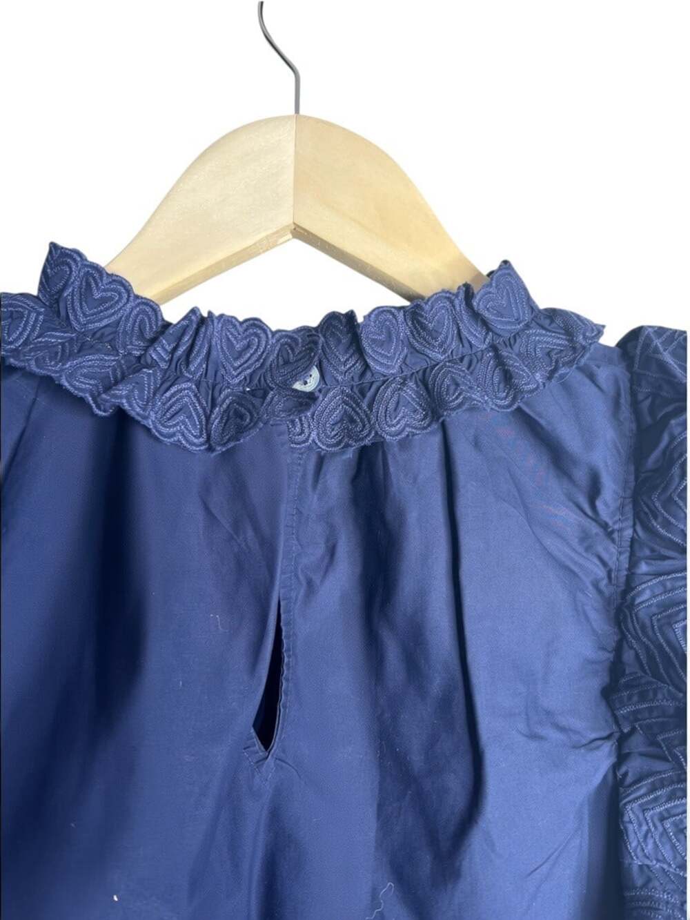 Sea New York Heidi Heart Embroidered Flutter Sleeve Tank Navy Size 4 - Picture 8 of 10